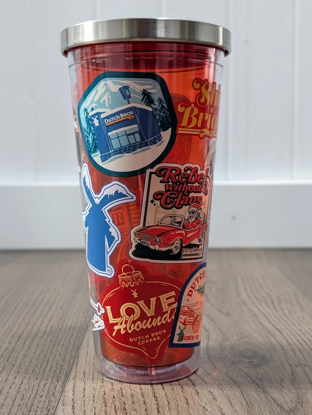 NEW Dutch Bros Coffee Red Christmas Tumbler, No Straw